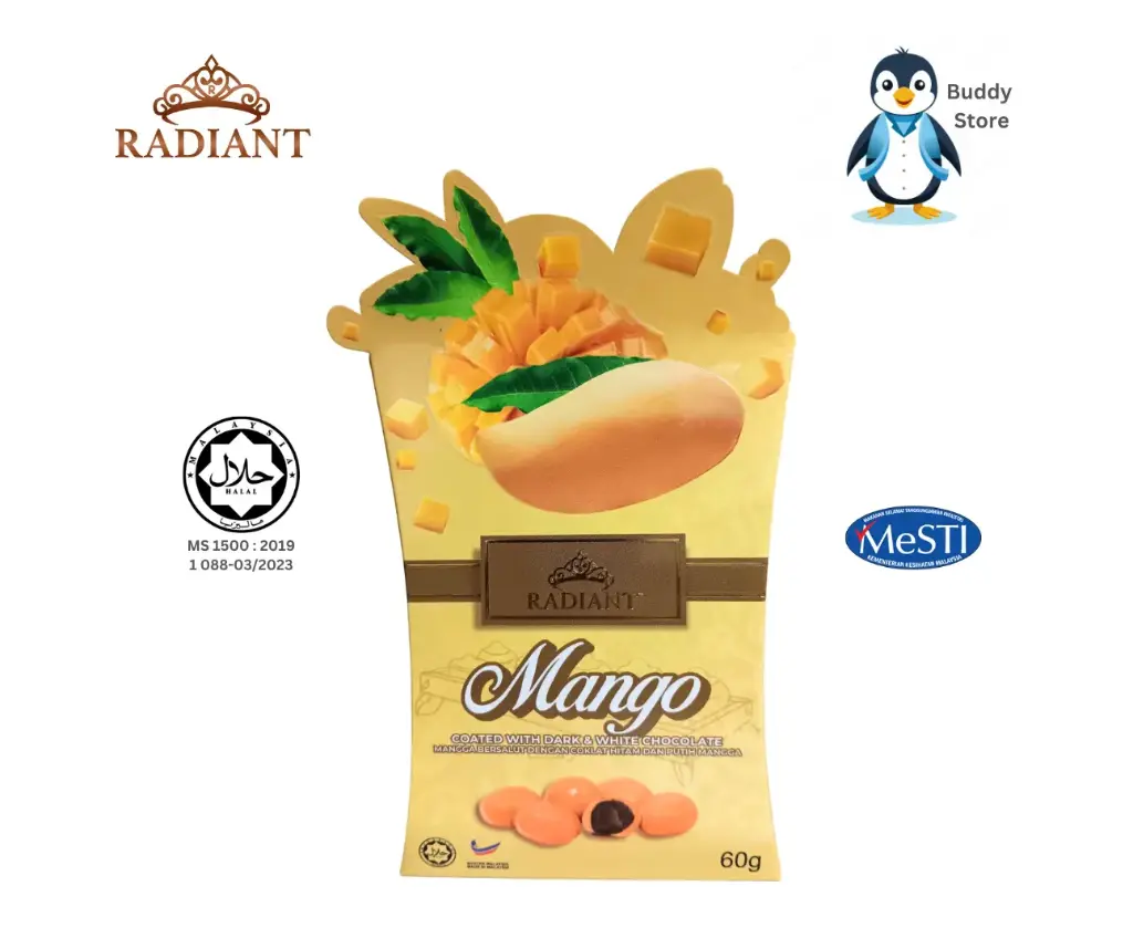 RADIANT MANGO COATED WITH DARK AND MANGO WHITE CHOCOLATE