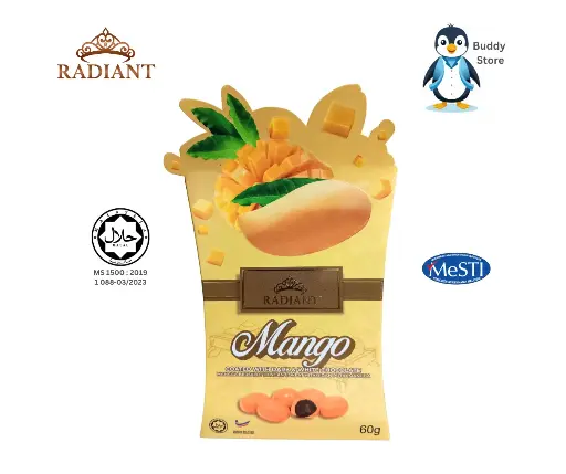 RADIANT MANGO COATED WITH DARK AND MANGO WHITE CHOCOLATE